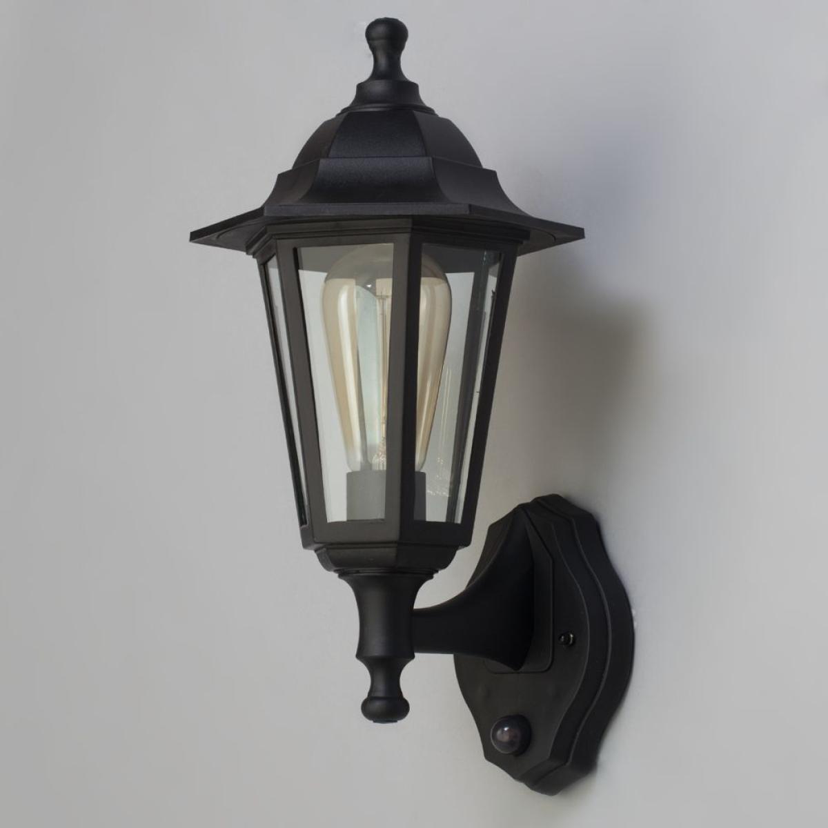 Ferris Outdoor Polycarbonate Wall Lantern with PIR Sensor, Black – image 4
