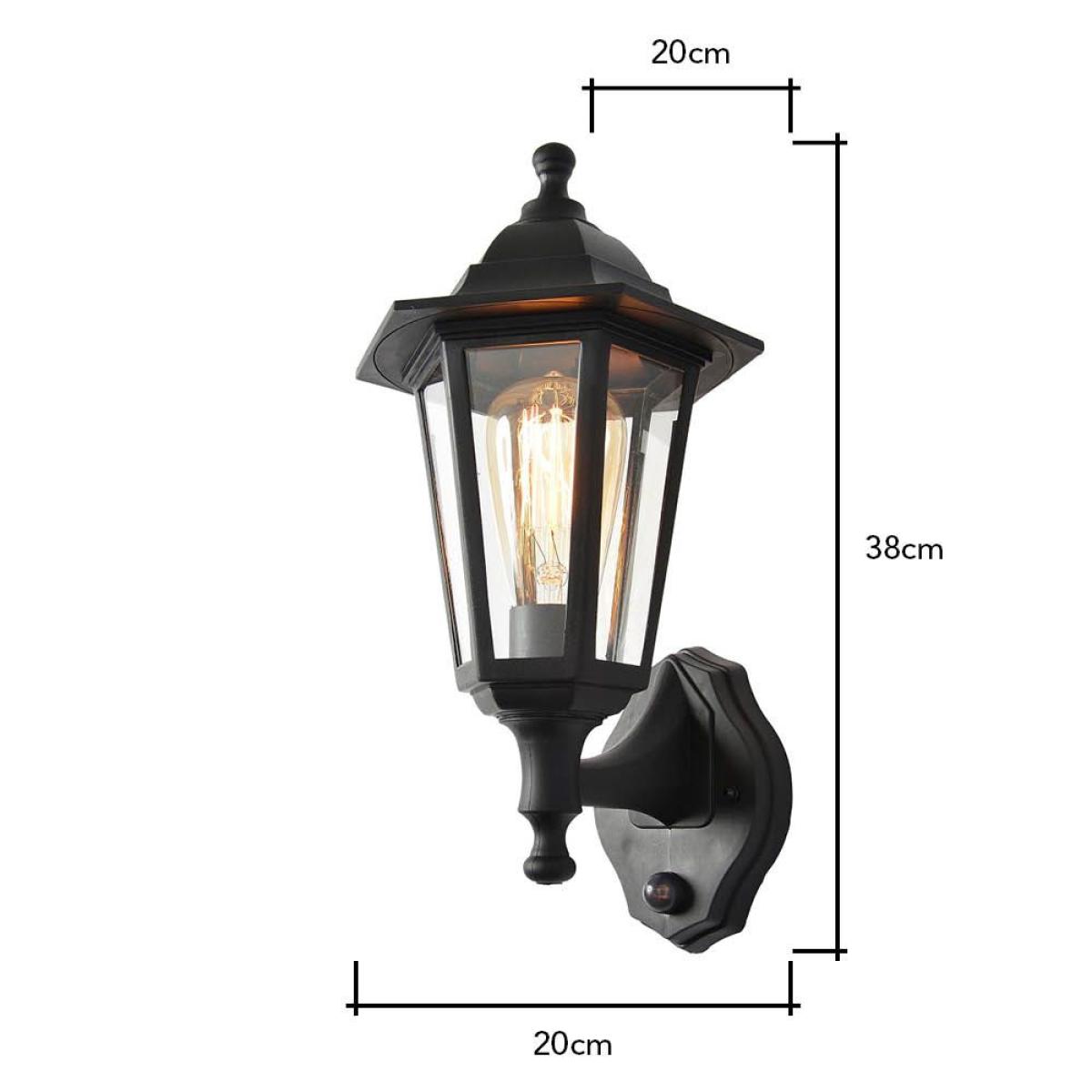 Ferris Outdoor Polycarbonate Wall Lantern with PIR Sensor, Black – image 6