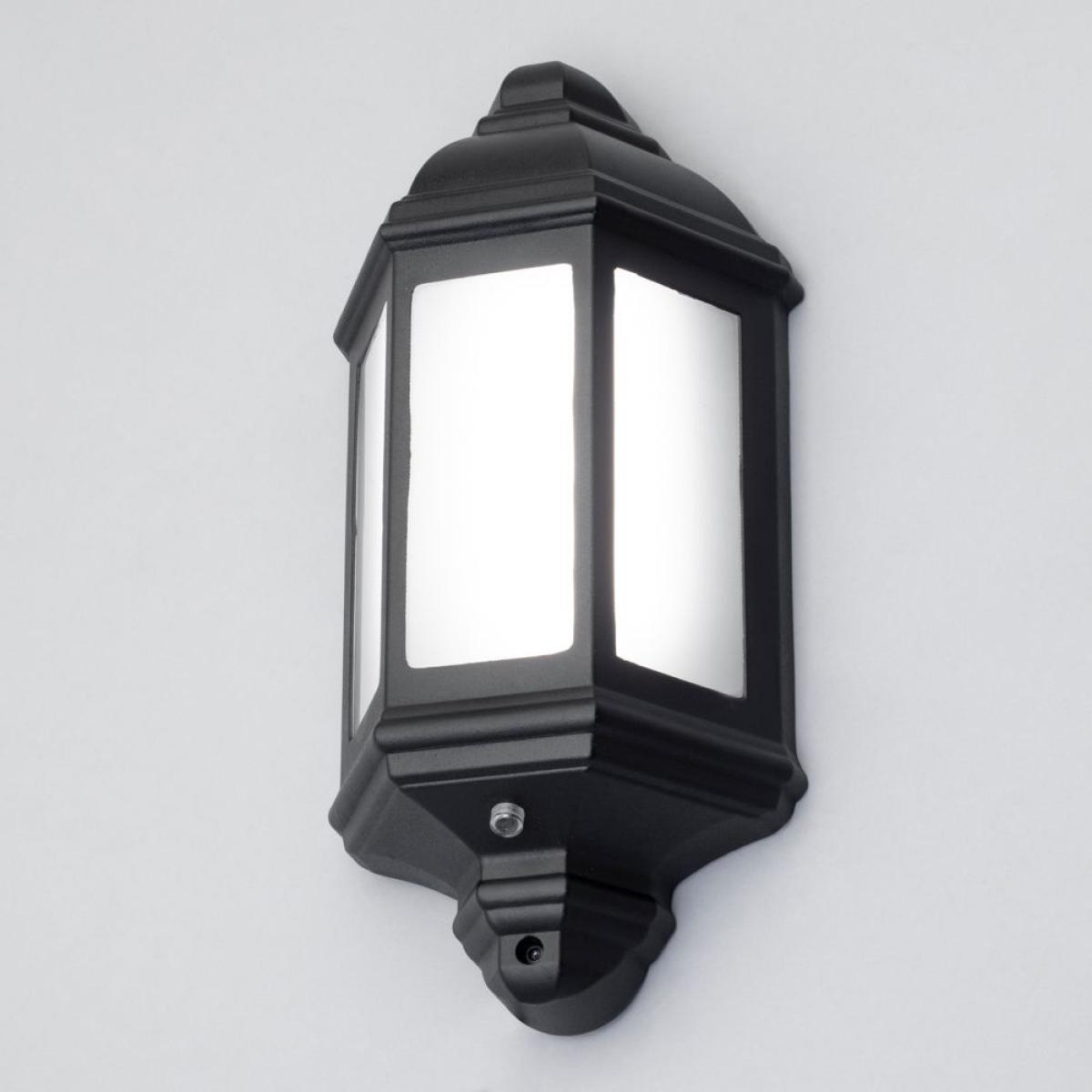 Milne Outdoor LED Half Wall Lantern with Photocell, Black – image 3