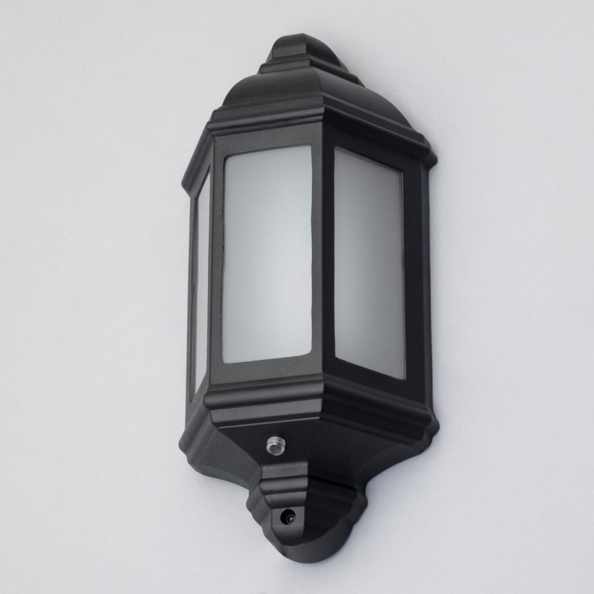 Milne Outdoor LED Half Wall Lantern with Photocell, Black – image 4