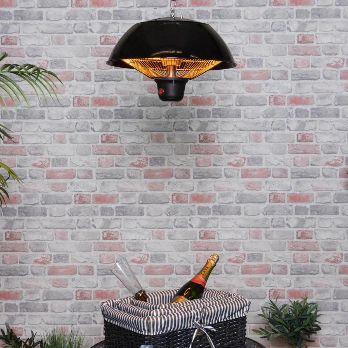 1500 Watt LED Pendant Halogen Element Patio Heater, Black – image 2