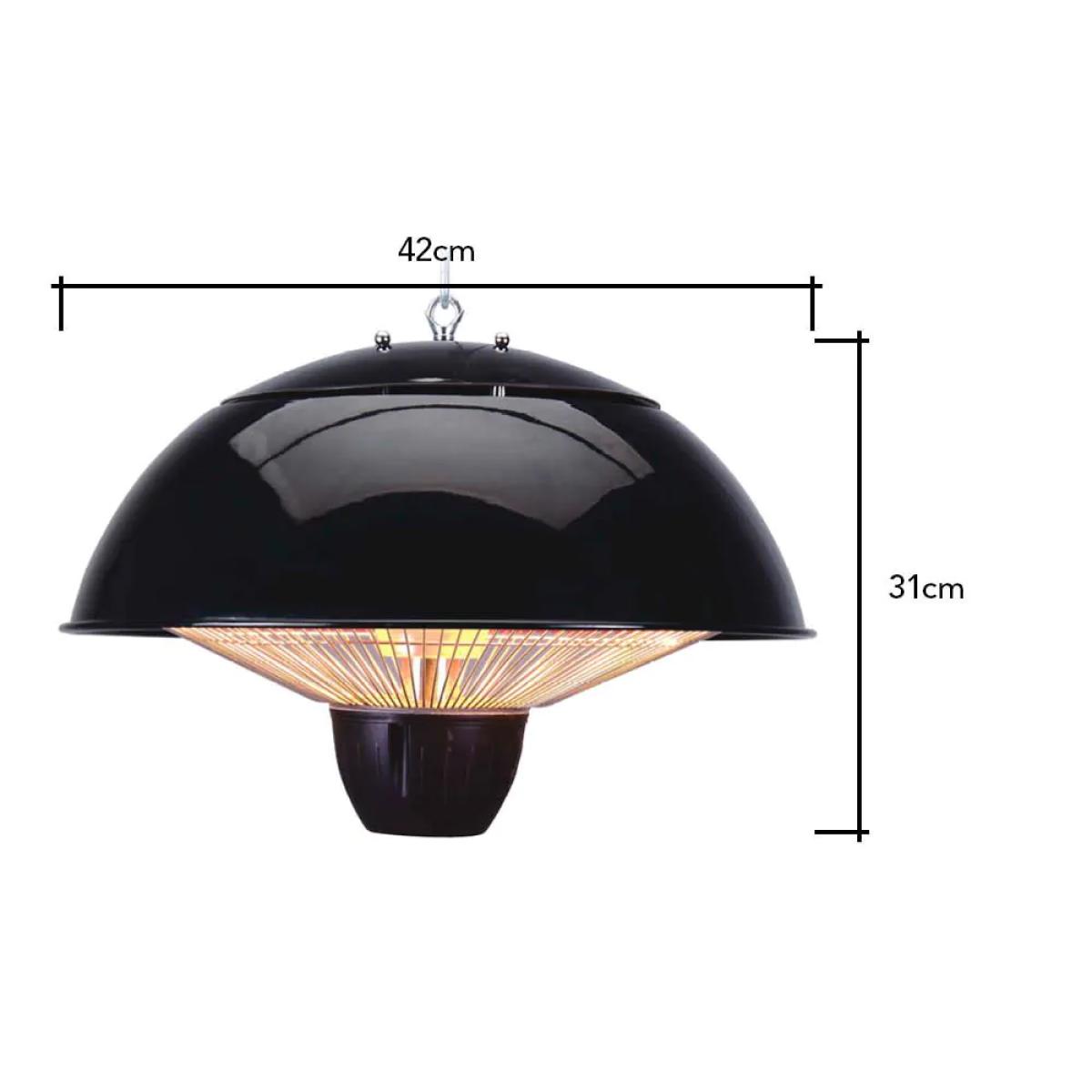 1500 Watt LED Pendant Halogen Element Patio Heater, Black – image 7