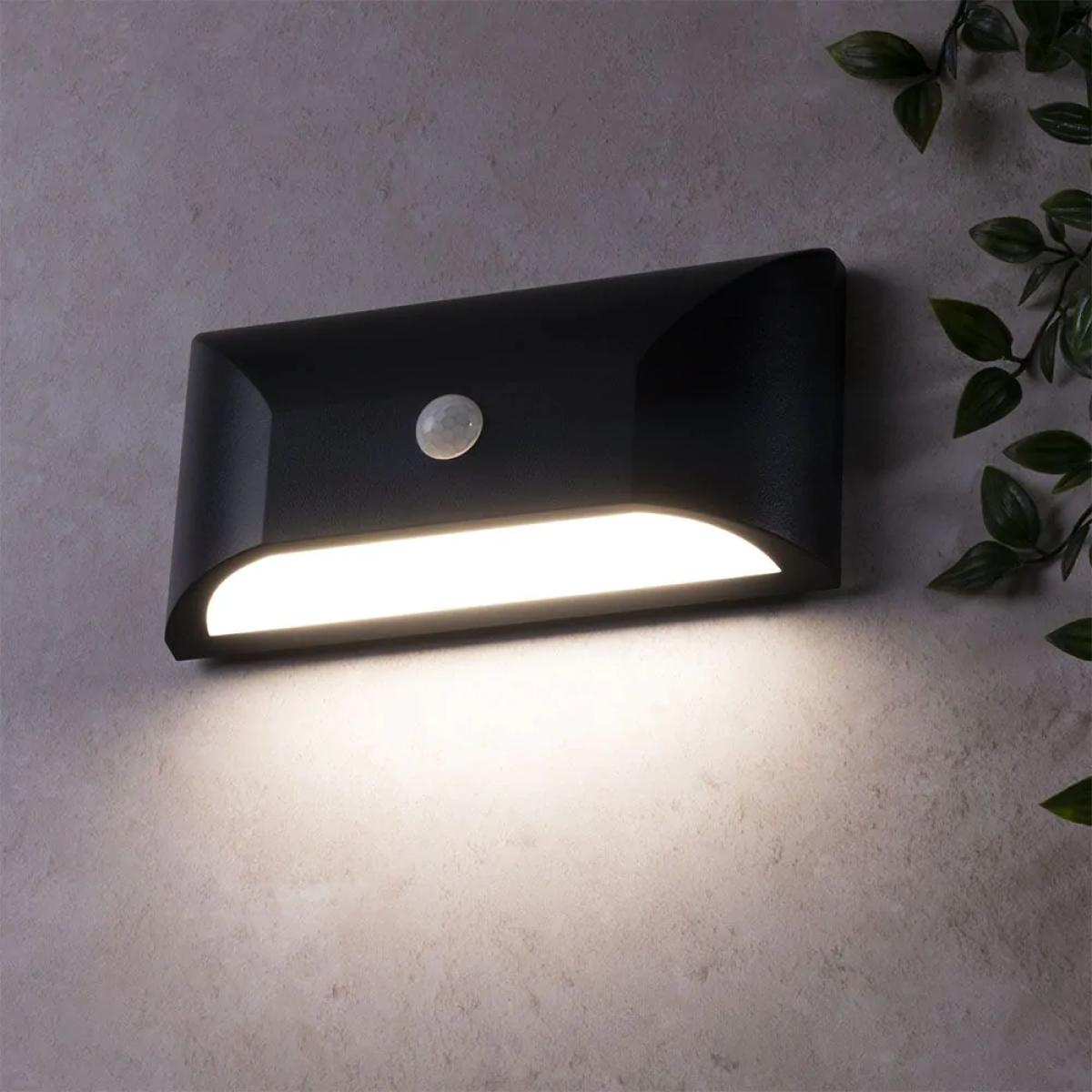 Cava Outdoor LED Rectangular Wall Light with PIR Sensor, Black – image 2