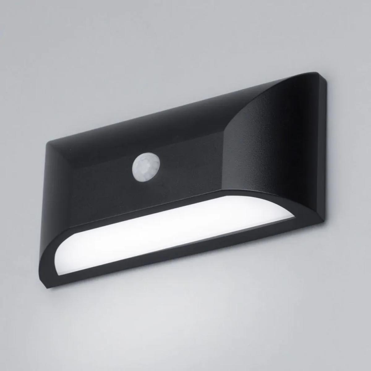 Cava Outdoor LED Rectangular Wall Light with PIR Sensor, Black – image 3