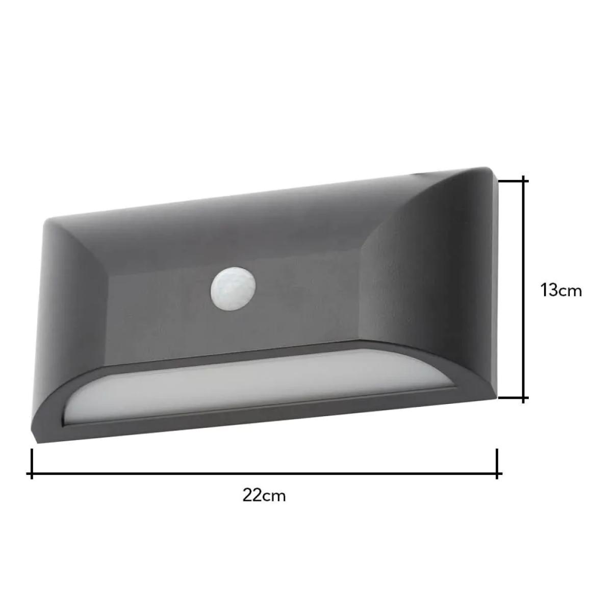 Cava Outdoor LED Rectangular Wall Light with PIR Sensor, Black – image 6