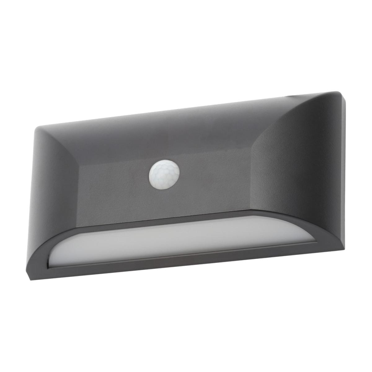 Cava Outdoor LED Rectangular Wall Light with PIR Sensor, Black – image 1