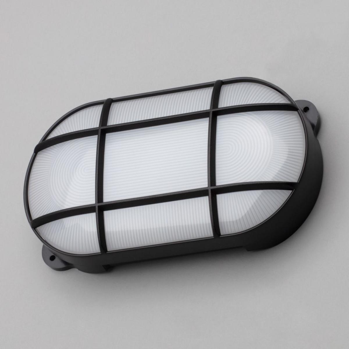 Jon 8 Watt LED Oval Grid Outdoor Bulkhead Light, Black – image 4