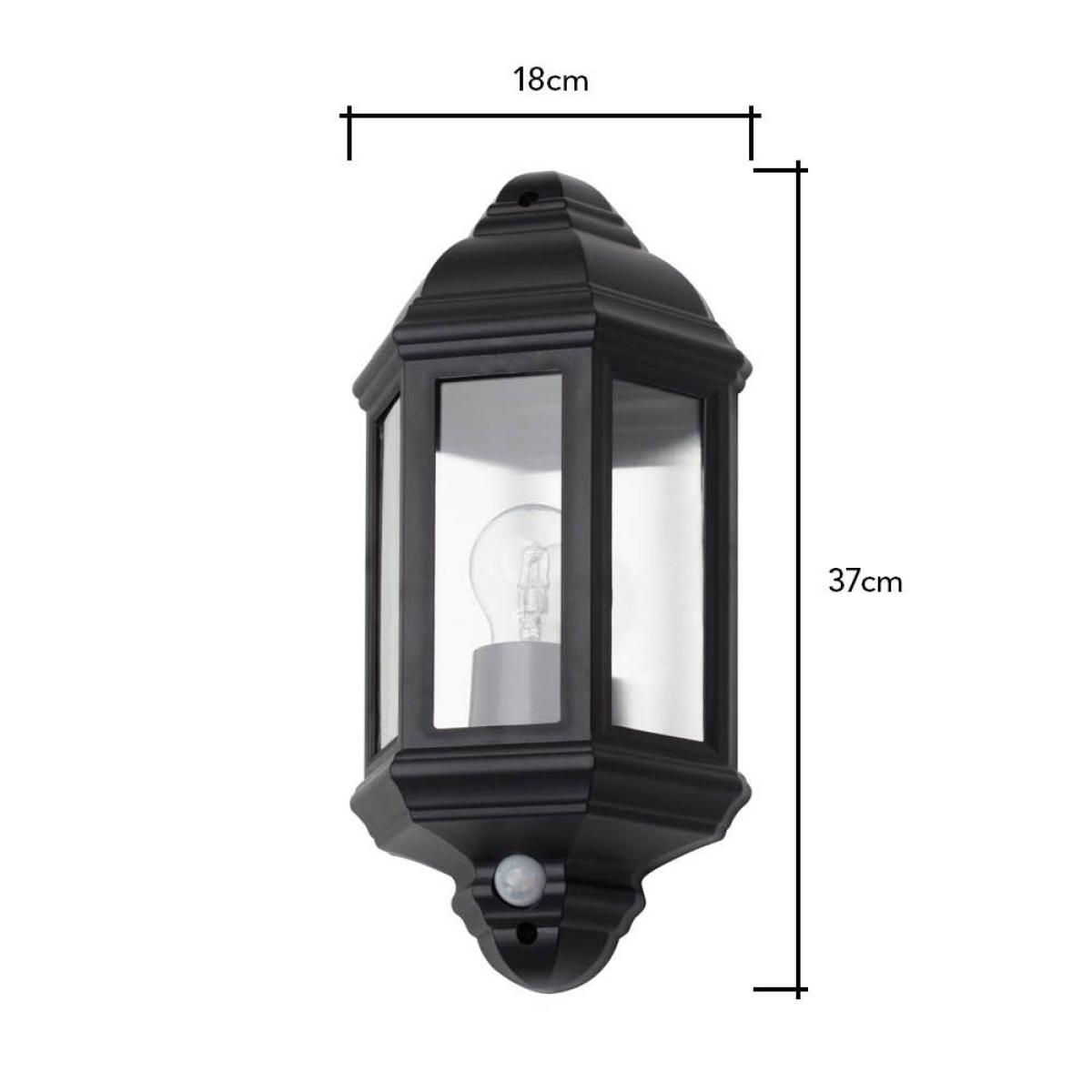 Hunda Outdoor Half Wall Lantern with PIR Sensor, Black – image 6