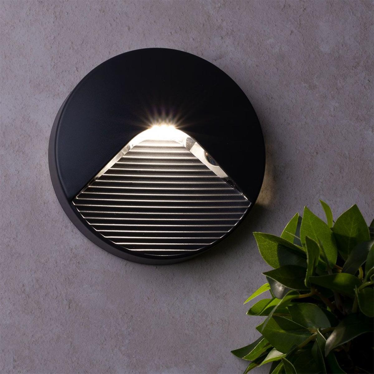 Burray LED Round Surface Brick Wall Light, Anthracite – image 2