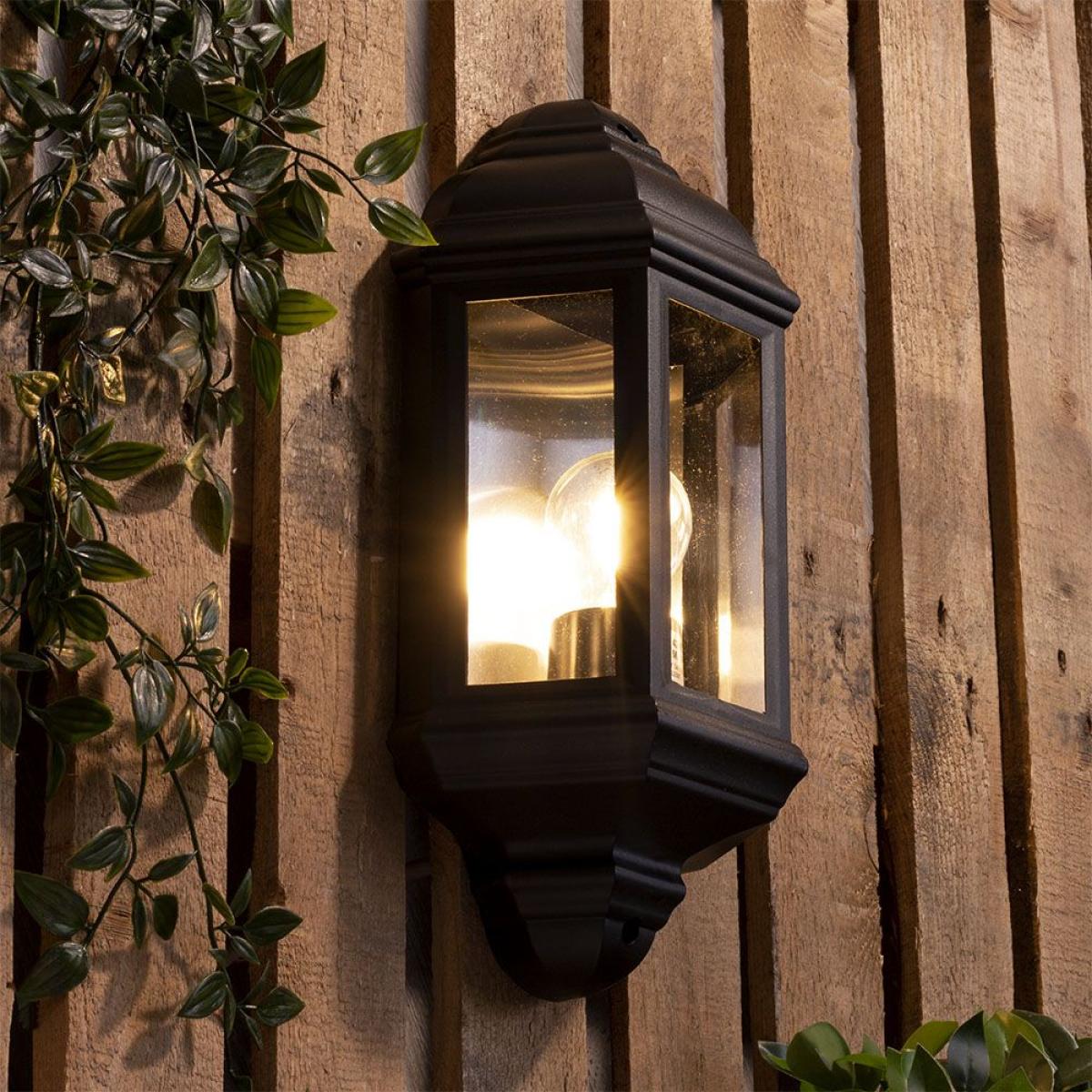 Faray Outdoor 3 Sided Lantern Wall Light, Black – image 2