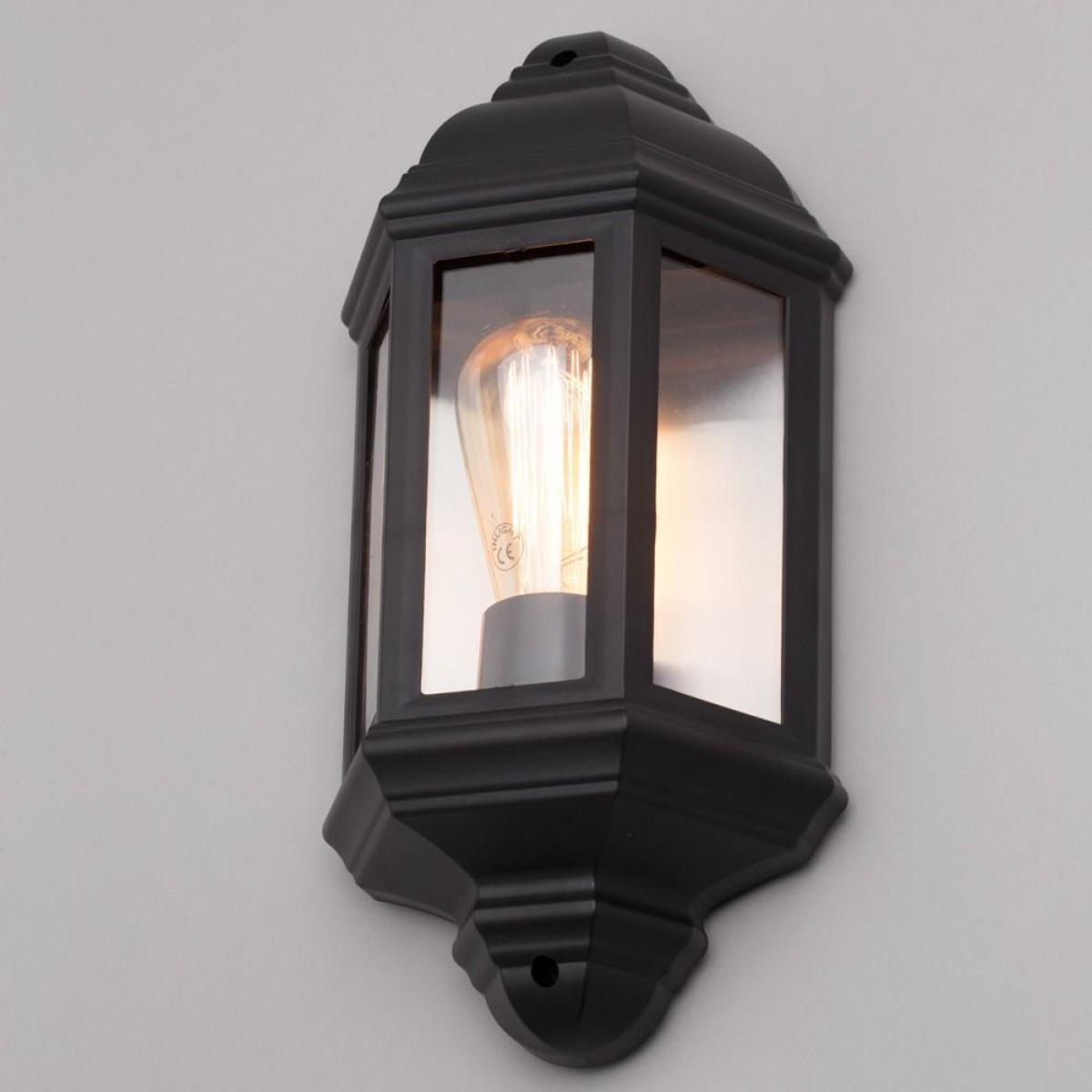 Faray Outdoor 3 Sided Lantern Wall Light, Black – image 3