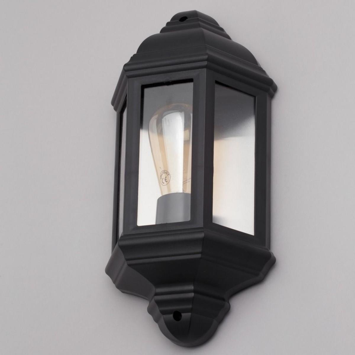 Faray Outdoor 3 Sided Lantern Wall Light, Black – image 4