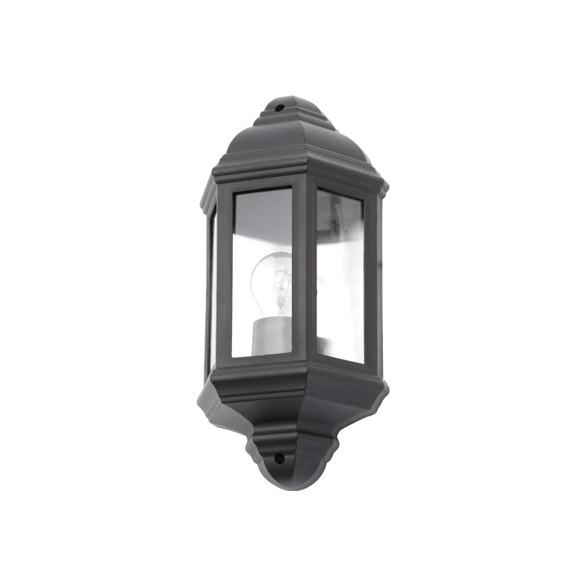 Faray Outdoor 3 Sided Lantern Wall Light, Black – image 1