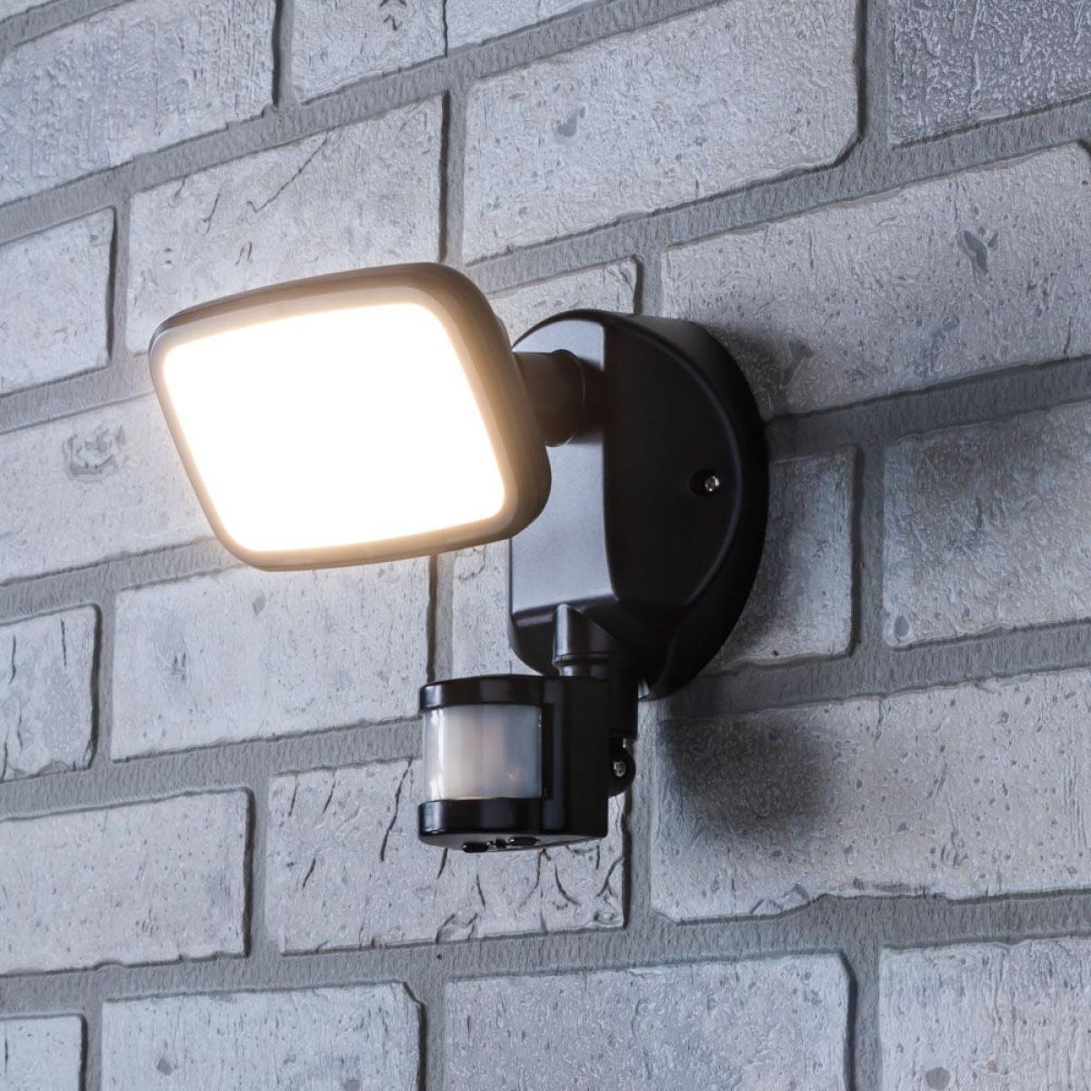 Wilson Single 10 Watt LED Outdoor Flood Light with PIR Sensor, Black – image 2