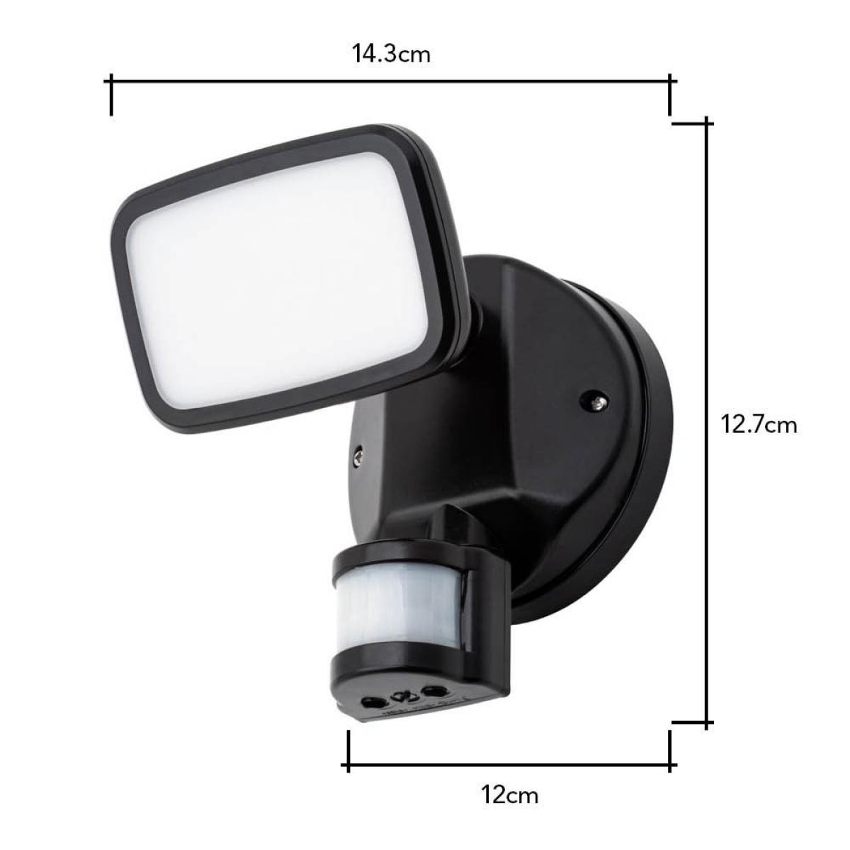Wilson Single 10 Watt LED Outdoor Flood Light with PIR Sensor, Black – image 6