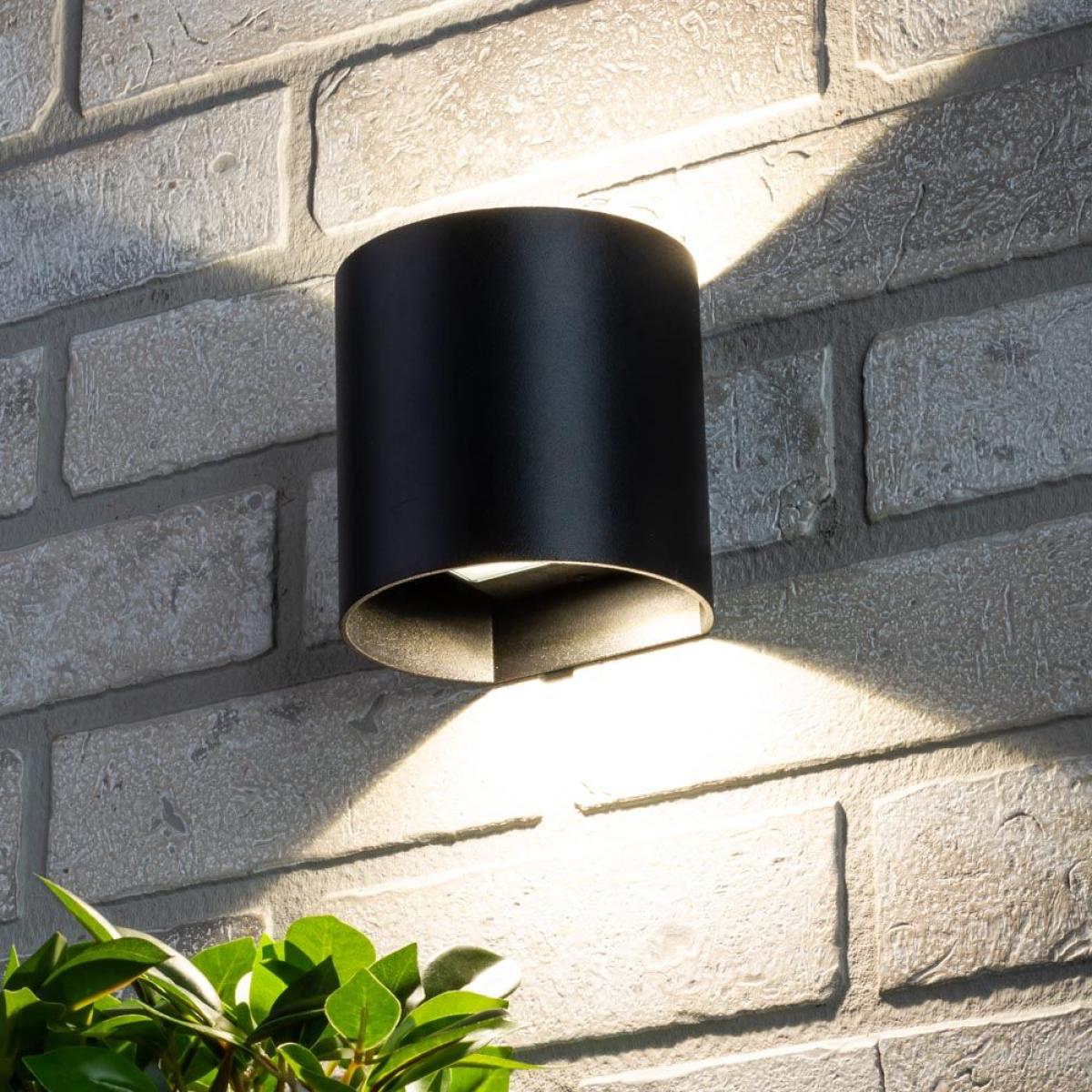 Davis Outdoor LED Rounded Up and Down Wall Light, Black – image 2