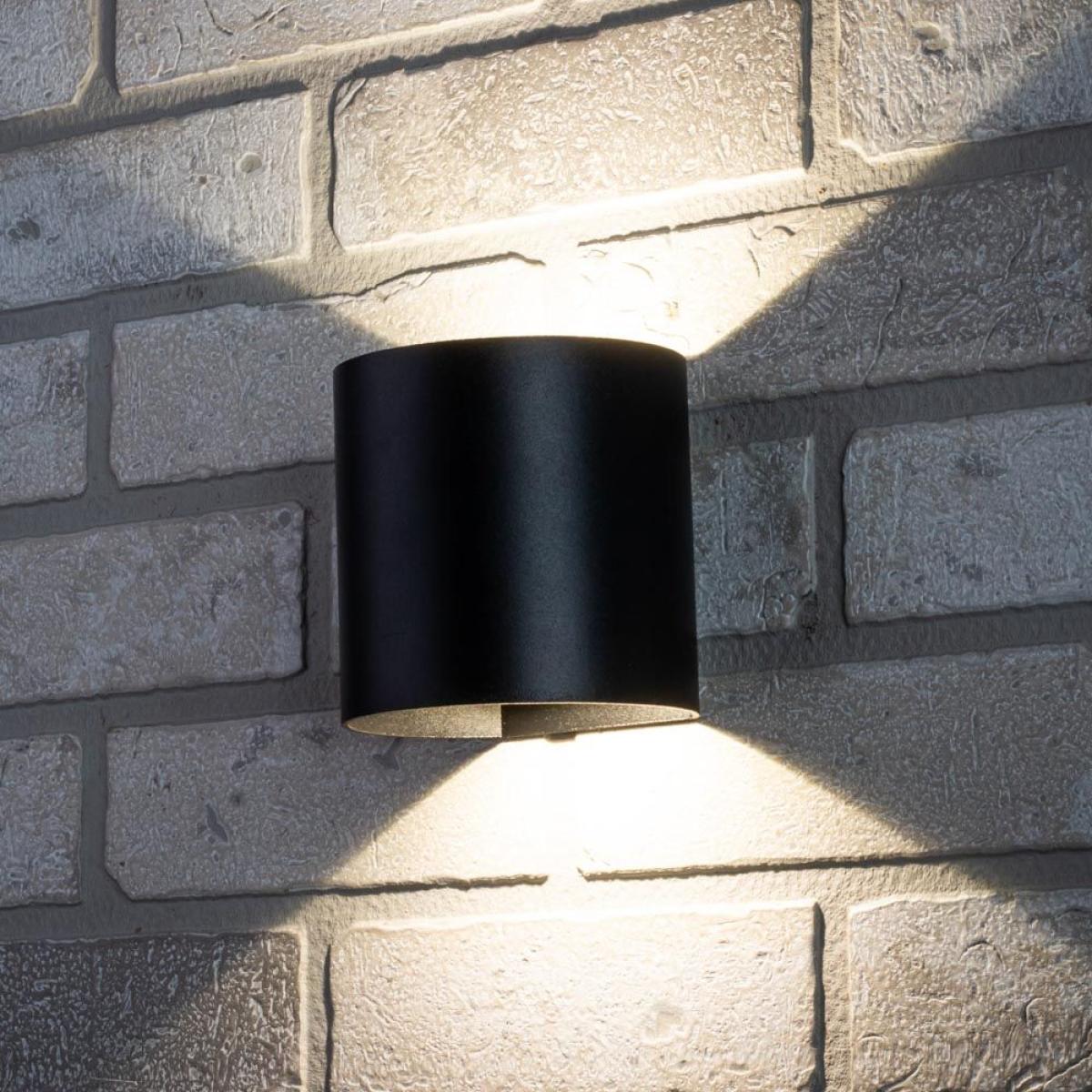 Davis Outdoor LED Rounded Up and Down Wall Light, Black – image 6