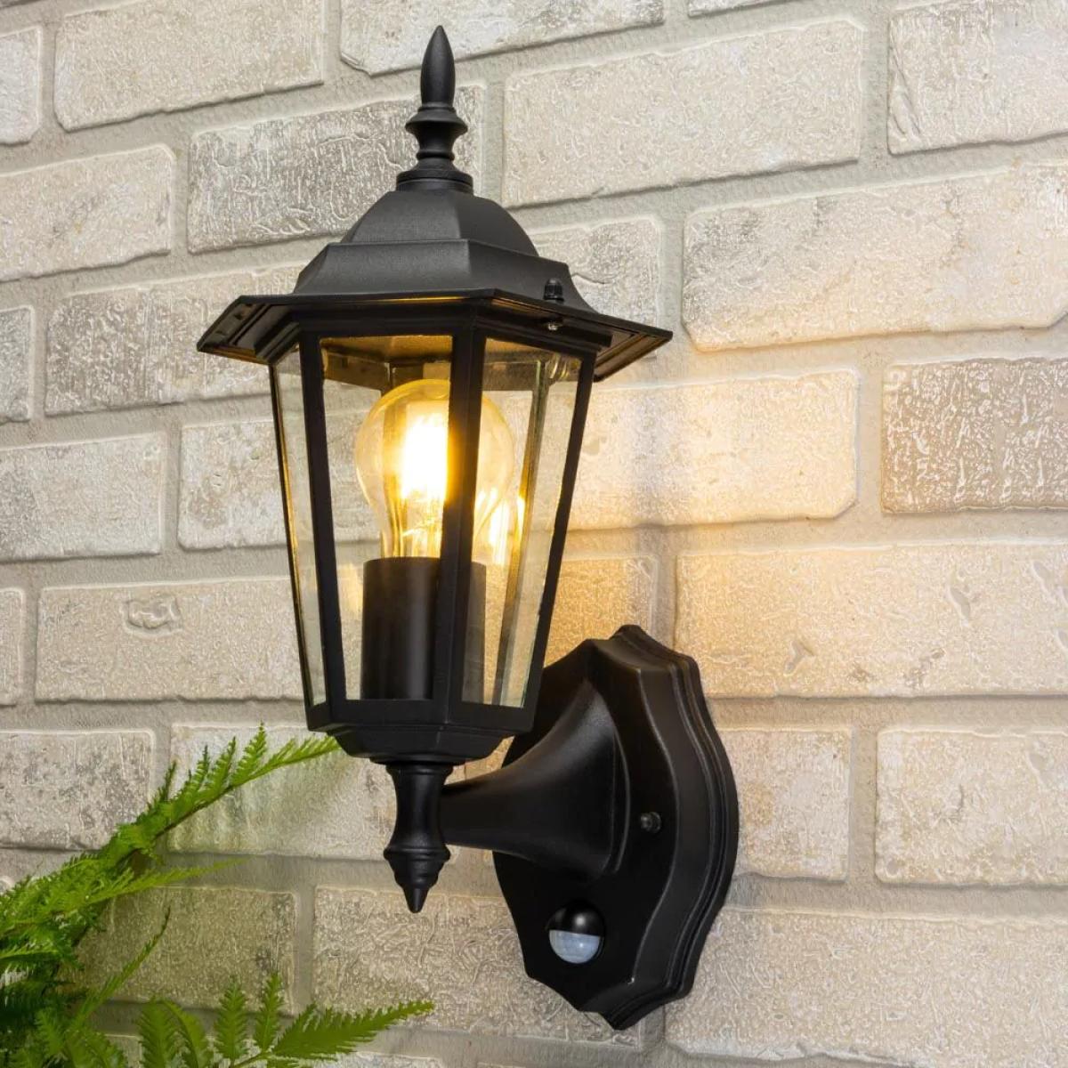 Reeta Outdoor Lantern Wall Light with PIR Sensor, Black – image 2
