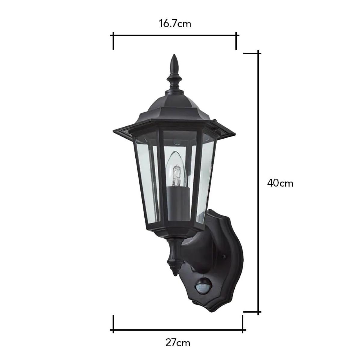 Reeta Outdoor Lantern Wall Light with PIR Sensor, Black – image 6