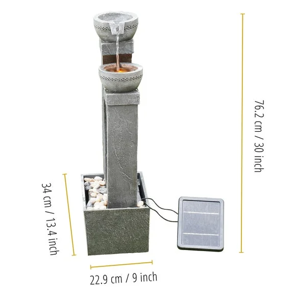 Peaktop Solar Powered Two Bowls Water Feature with LED Light – image 5