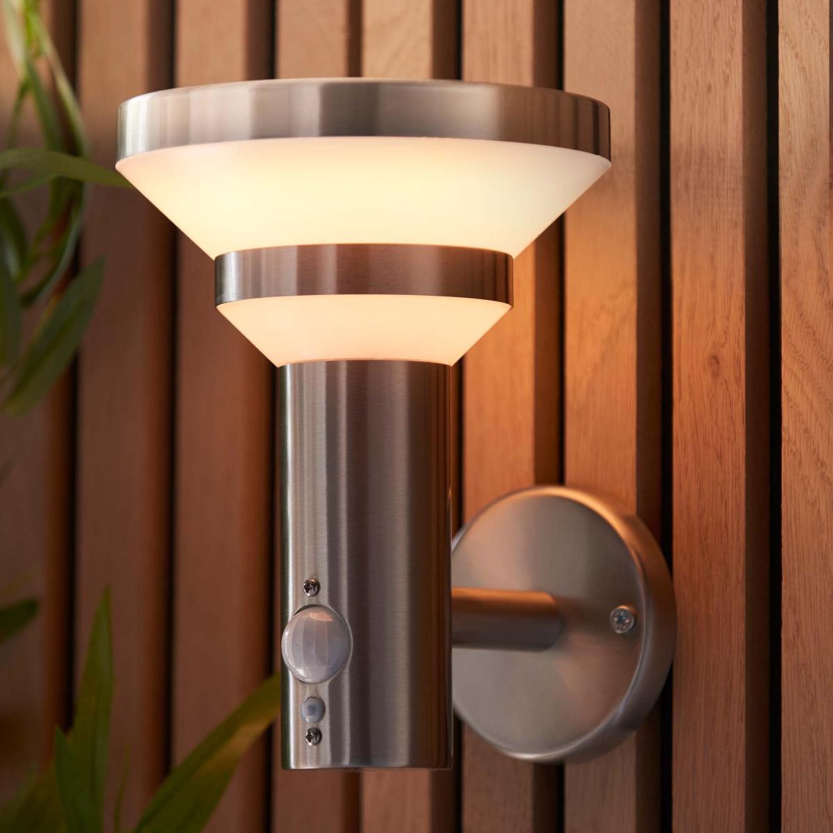 Vogue Leif Outdoor Solar PIR Wall Light Silver – image 1
