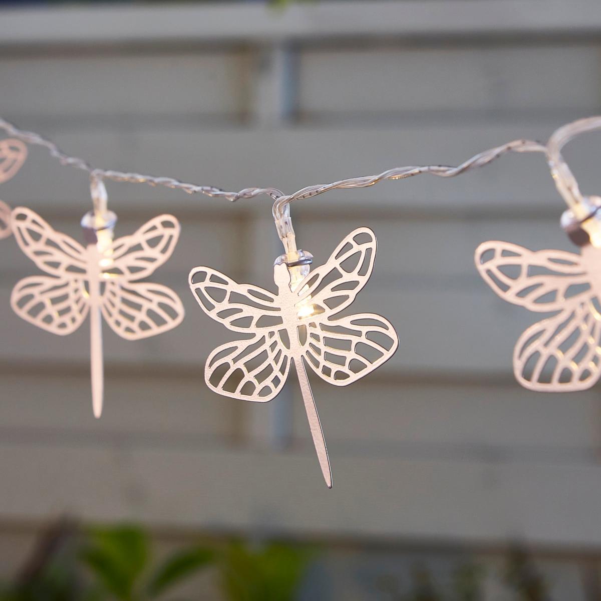 Dragonfly 10 LED Indoor Outdoor Solar String Lights Silver – image 3