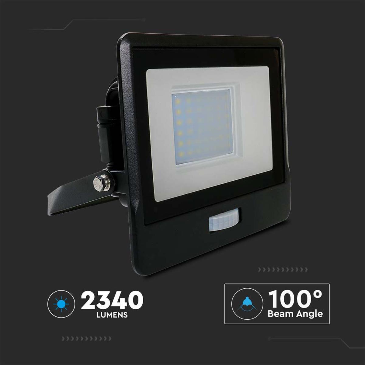 V-TAC 30W LED Floodlight Outdoor PIR Sensor Wall Light Black – image 8