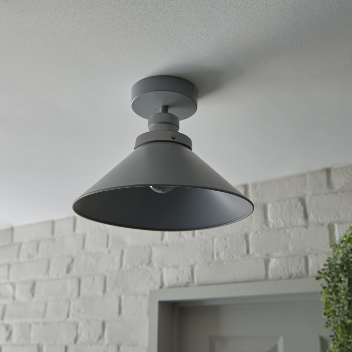 Houston Outdoor Porch Ceiling Fitting Grey – image 2