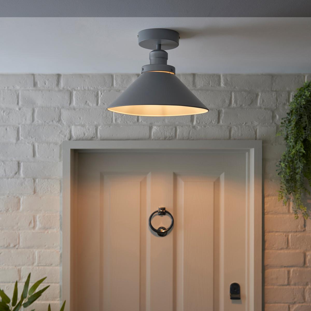 Houston Outdoor Porch Ceiling Fitting Grey – image 5