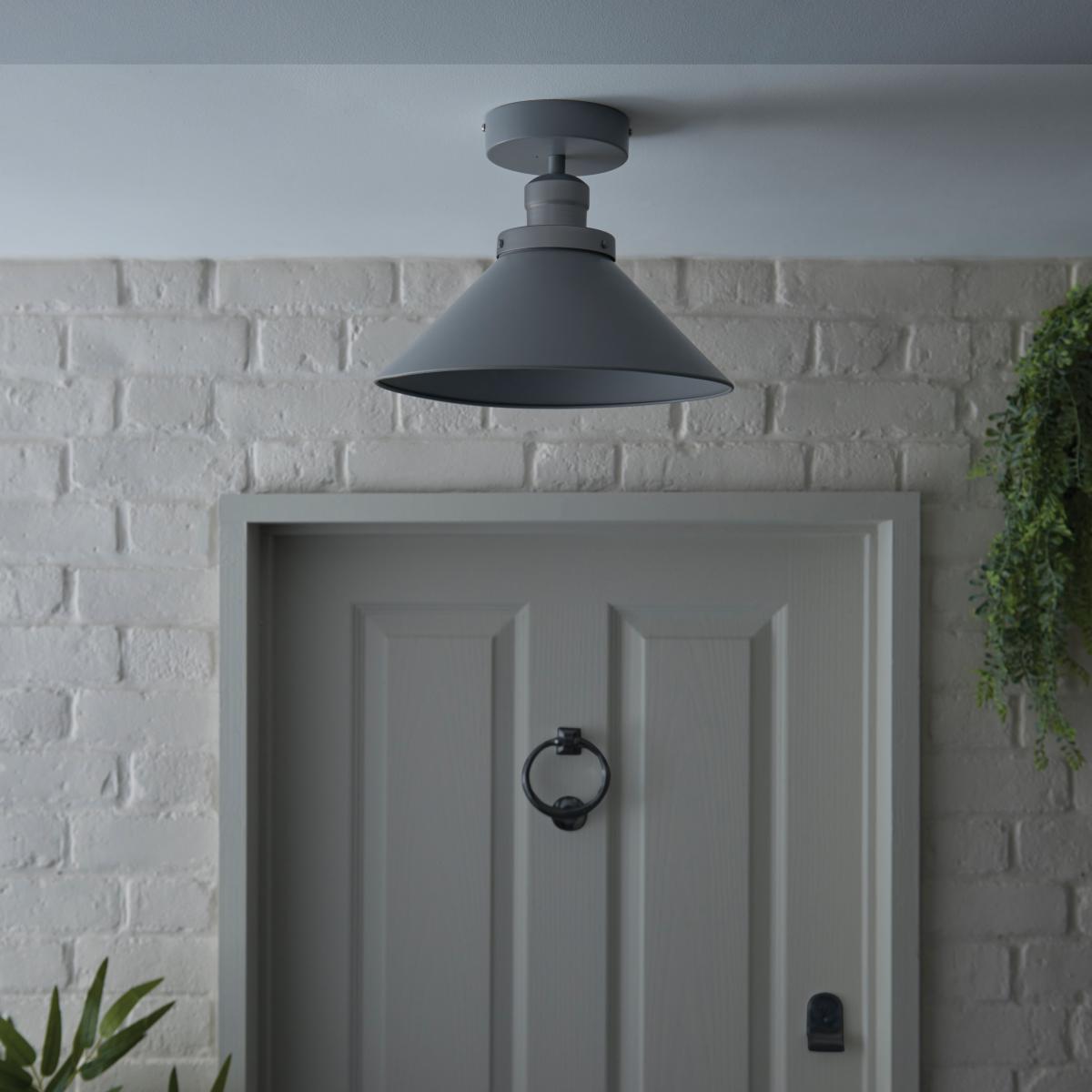 Houston Outdoor Porch Ceiling Fitting Grey – image 6