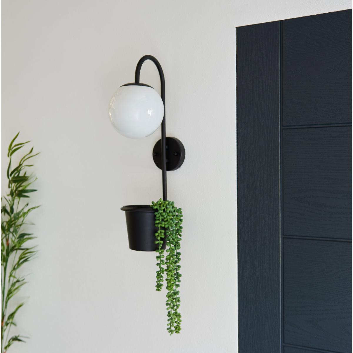 Naomi Outdoor Plant Pot Wall Light Black – image 2