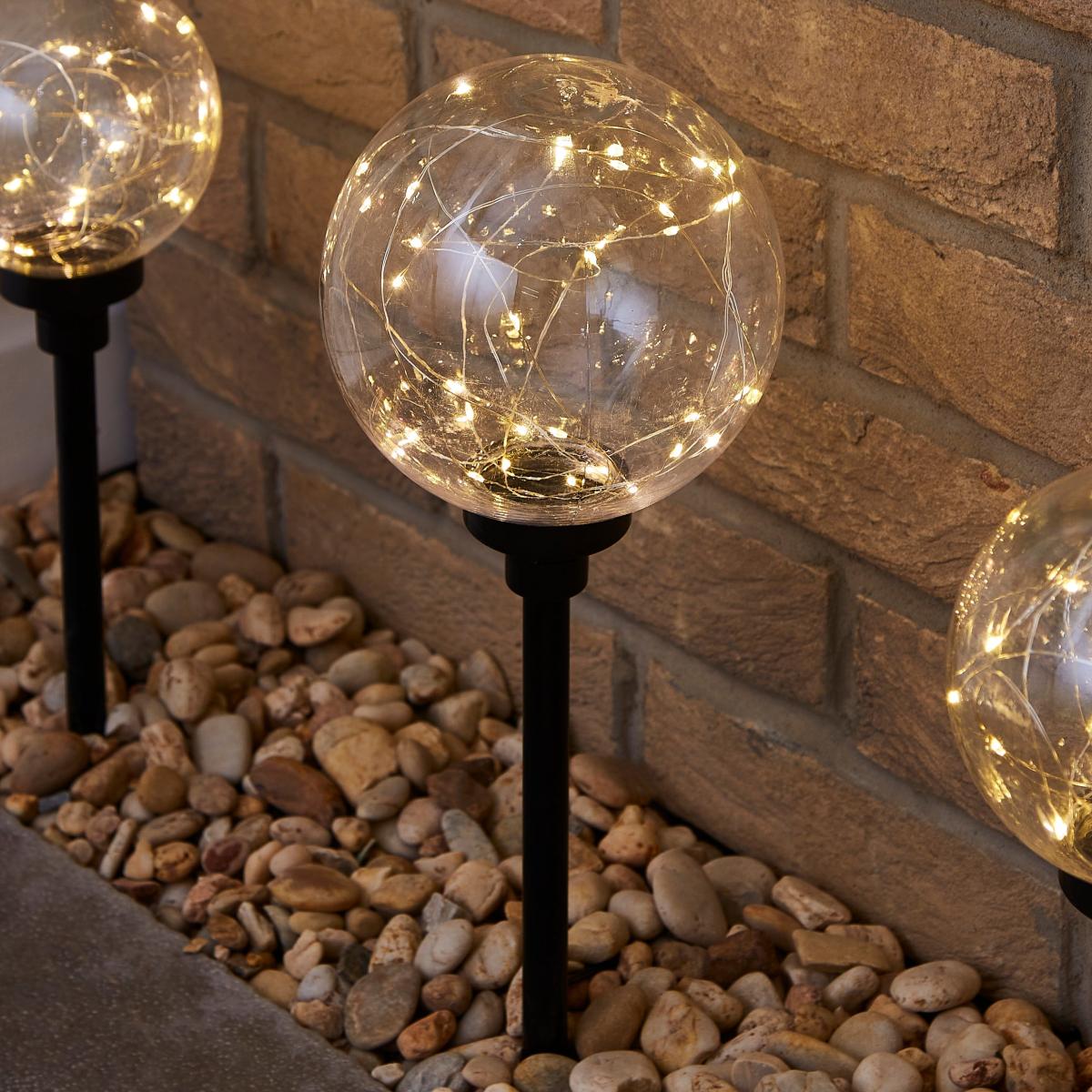 Set of 4 Wire Light Bauble Stake Lights Black – image 3
