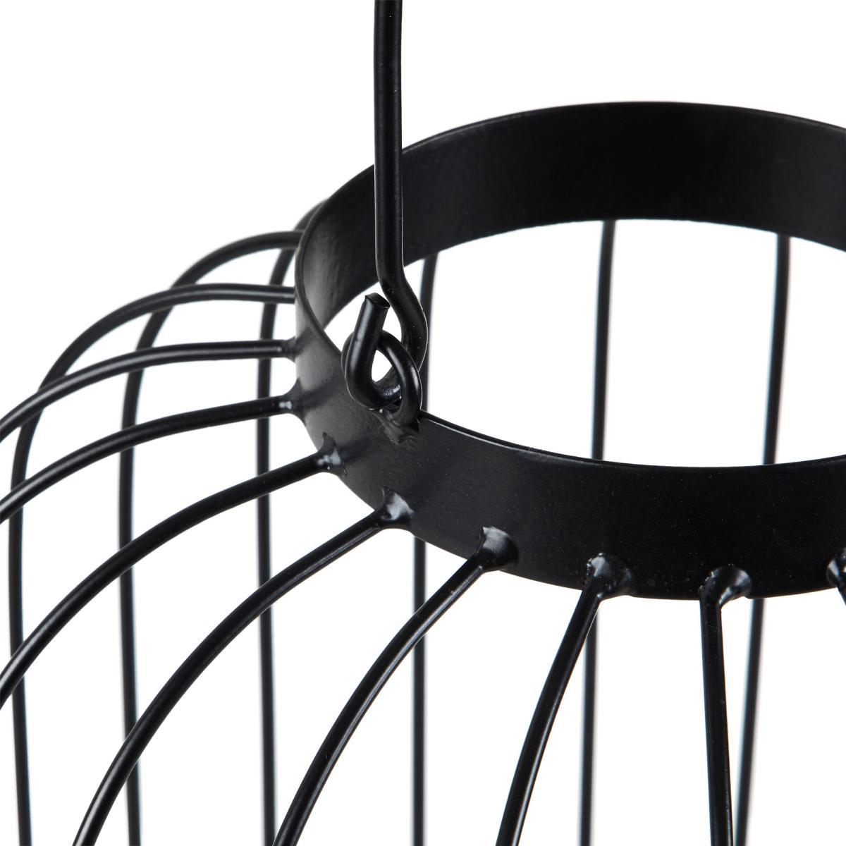 Large Wire Cage Hurricane Lantern Black – image 2