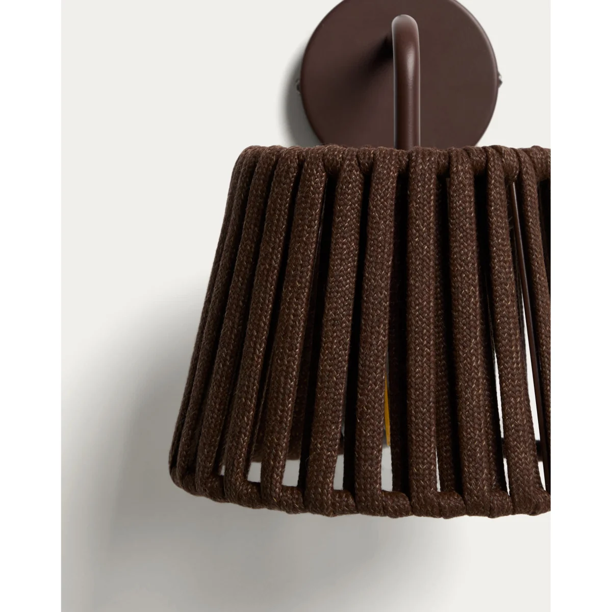 Aldet brown outdoor wall light in flat rope cord and metal – image 3