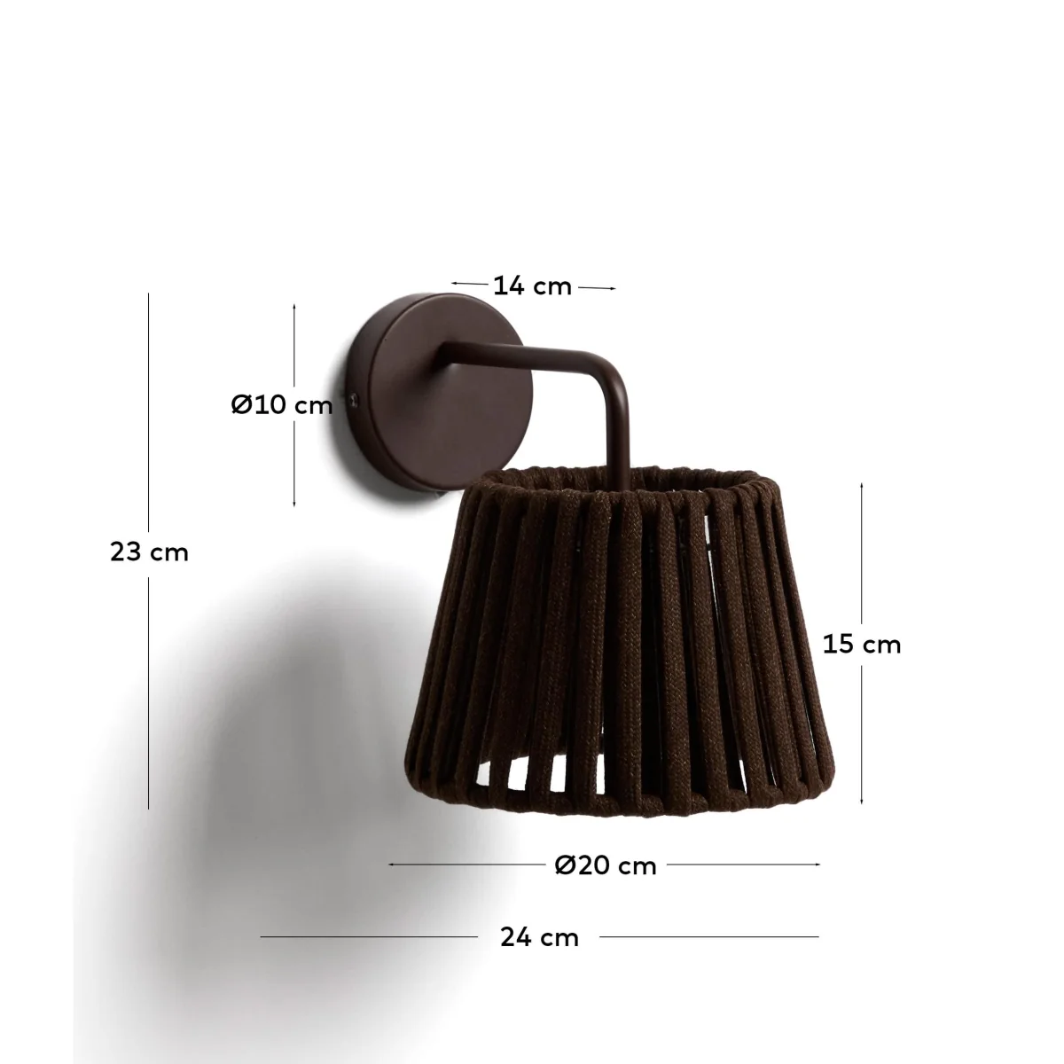 Aldet brown outdoor wall light in flat rope cord and metal – image 5