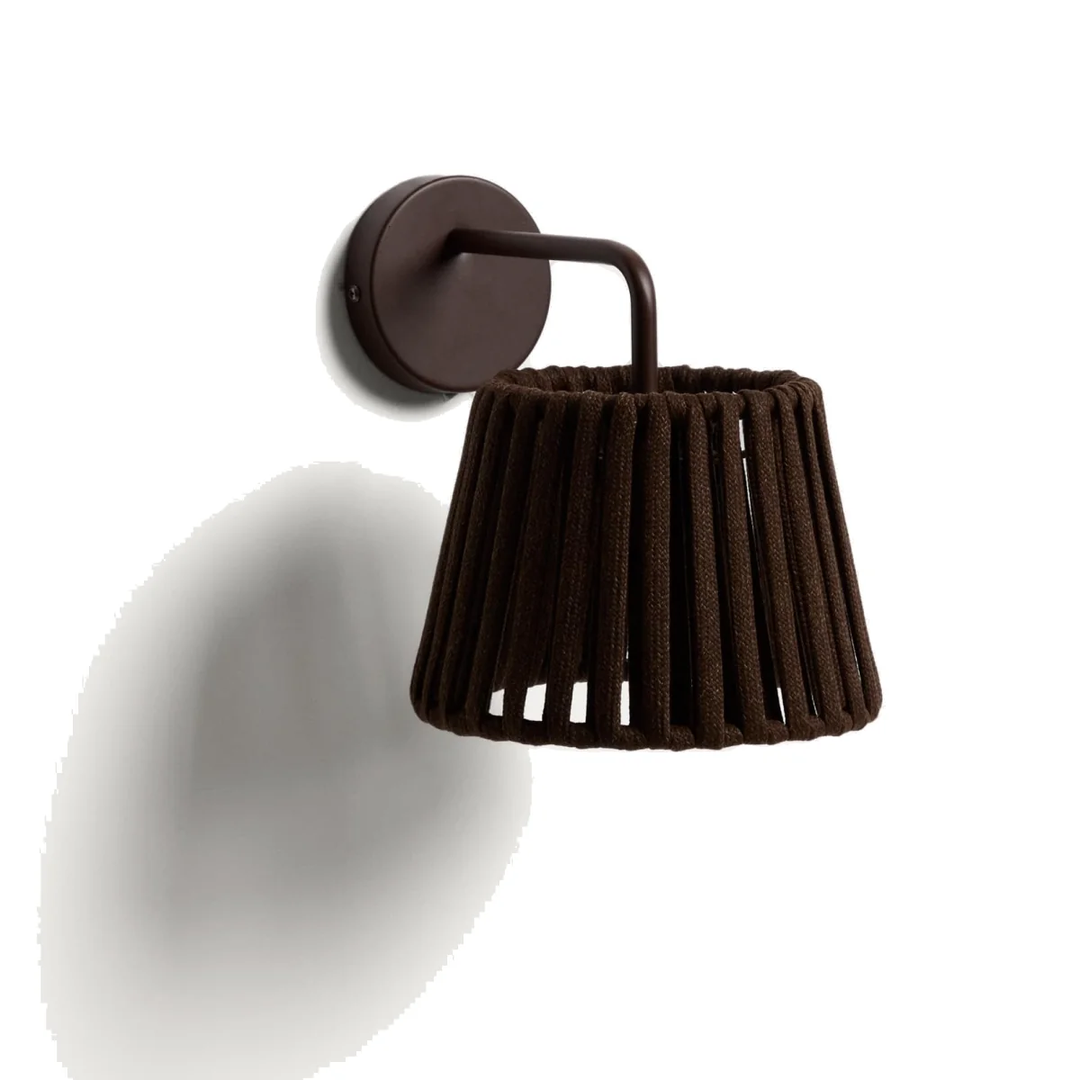 Aldet brown outdoor wall light in flat rope cord and metal – image 1