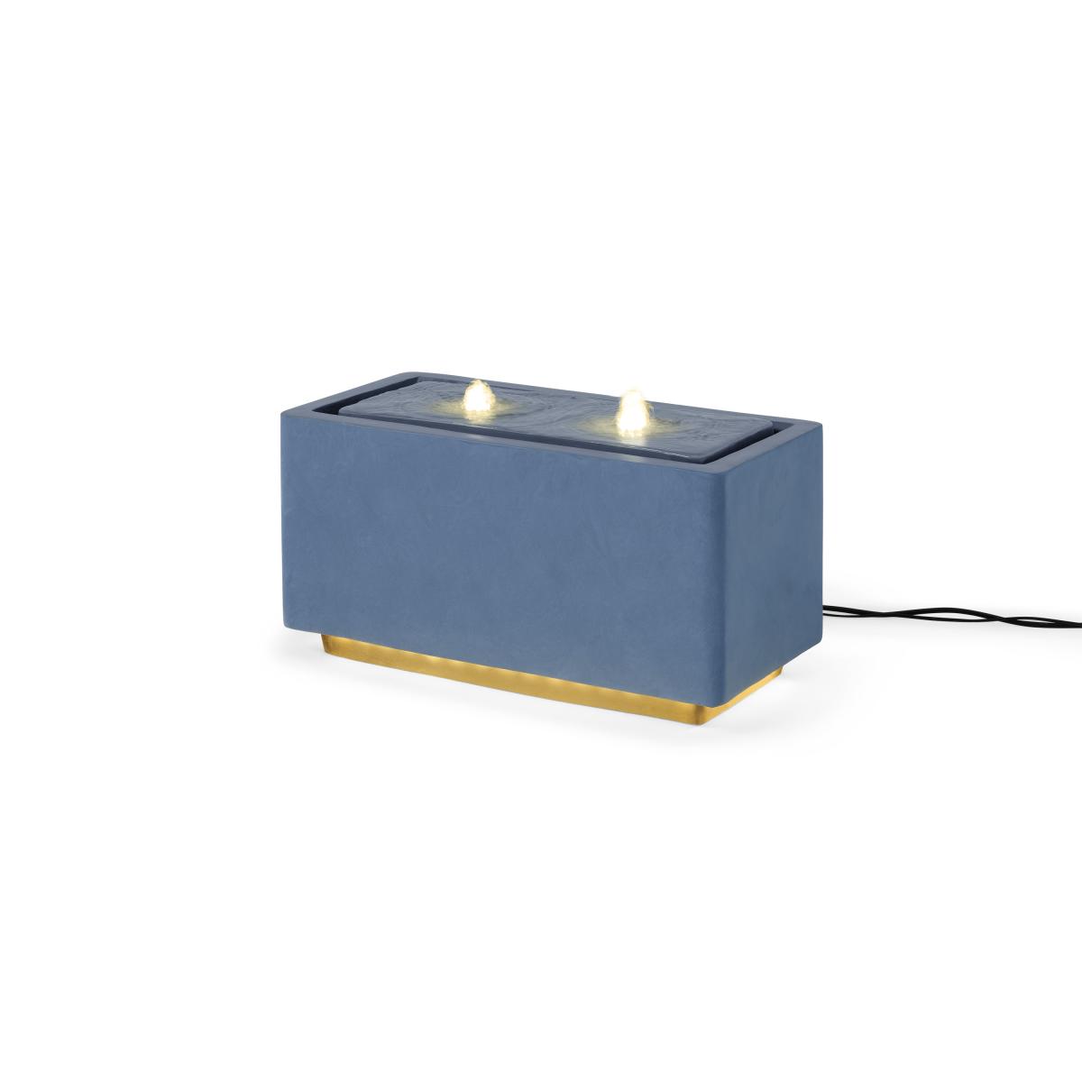 Ivyline Wide Rectangle Garden Water Feature with LED Lights, Grey Cement Finish – image 3