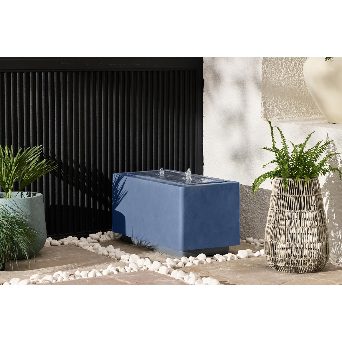 Ivyline Wide Rectangle Garden Water Feature with LED Lights, Grey Cement Finish – image 4