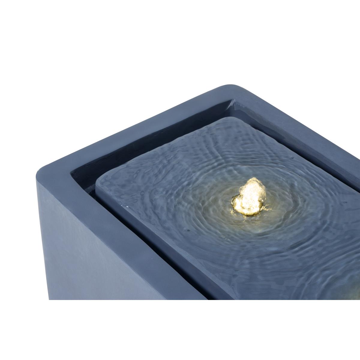 Ivyline Wide Rectangle Garden Water Feature with LED Lights, Grey Cement Finish – image 7