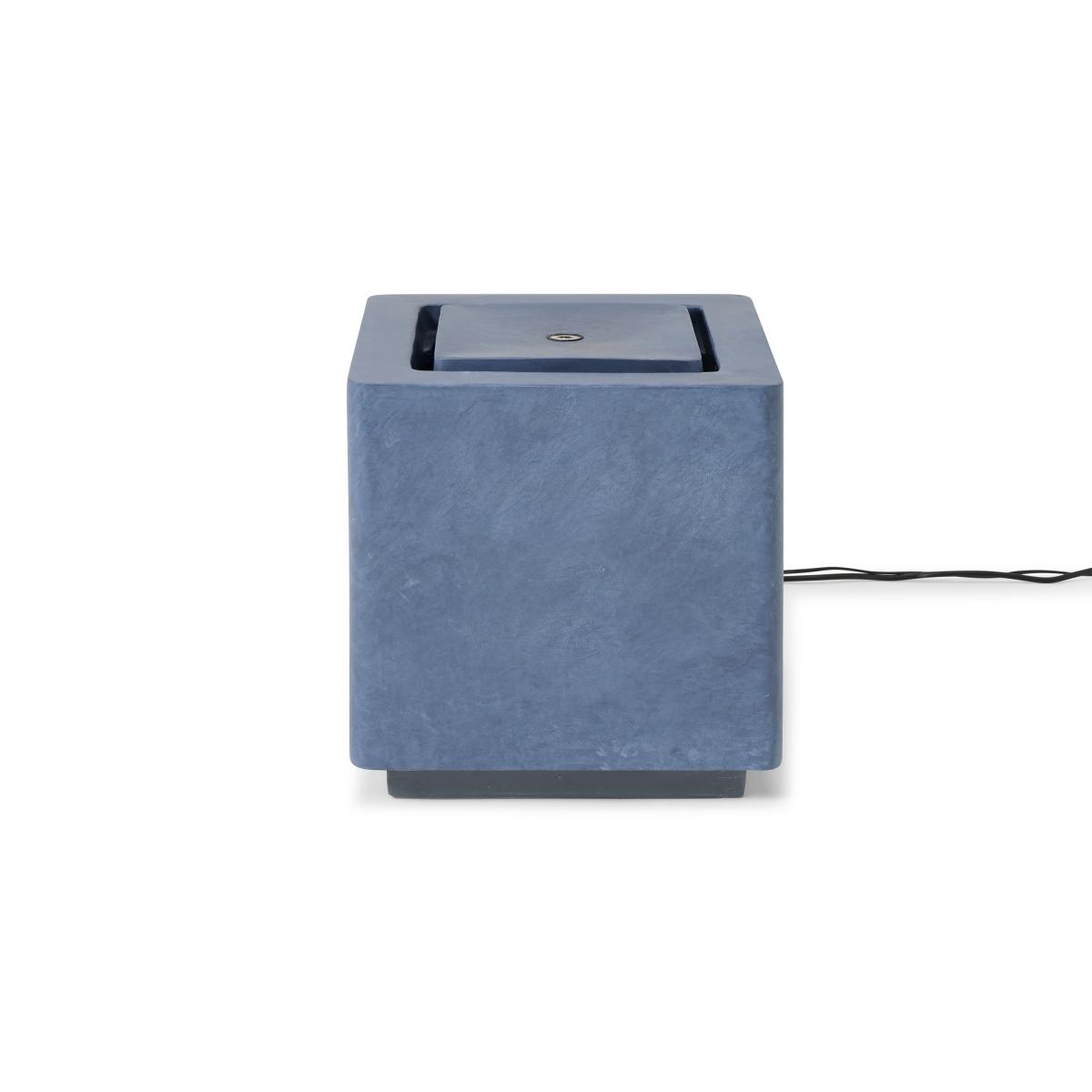 Ivyline Cube Garden Water Feature with LED Lights, Grey Cement Finish – image 12