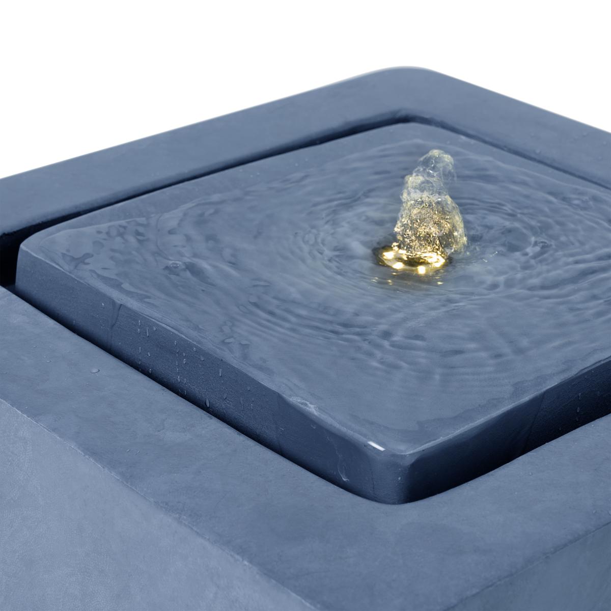 Ivyline Cube Garden Water Feature with LED Lights, Grey Cement Finish – image 13