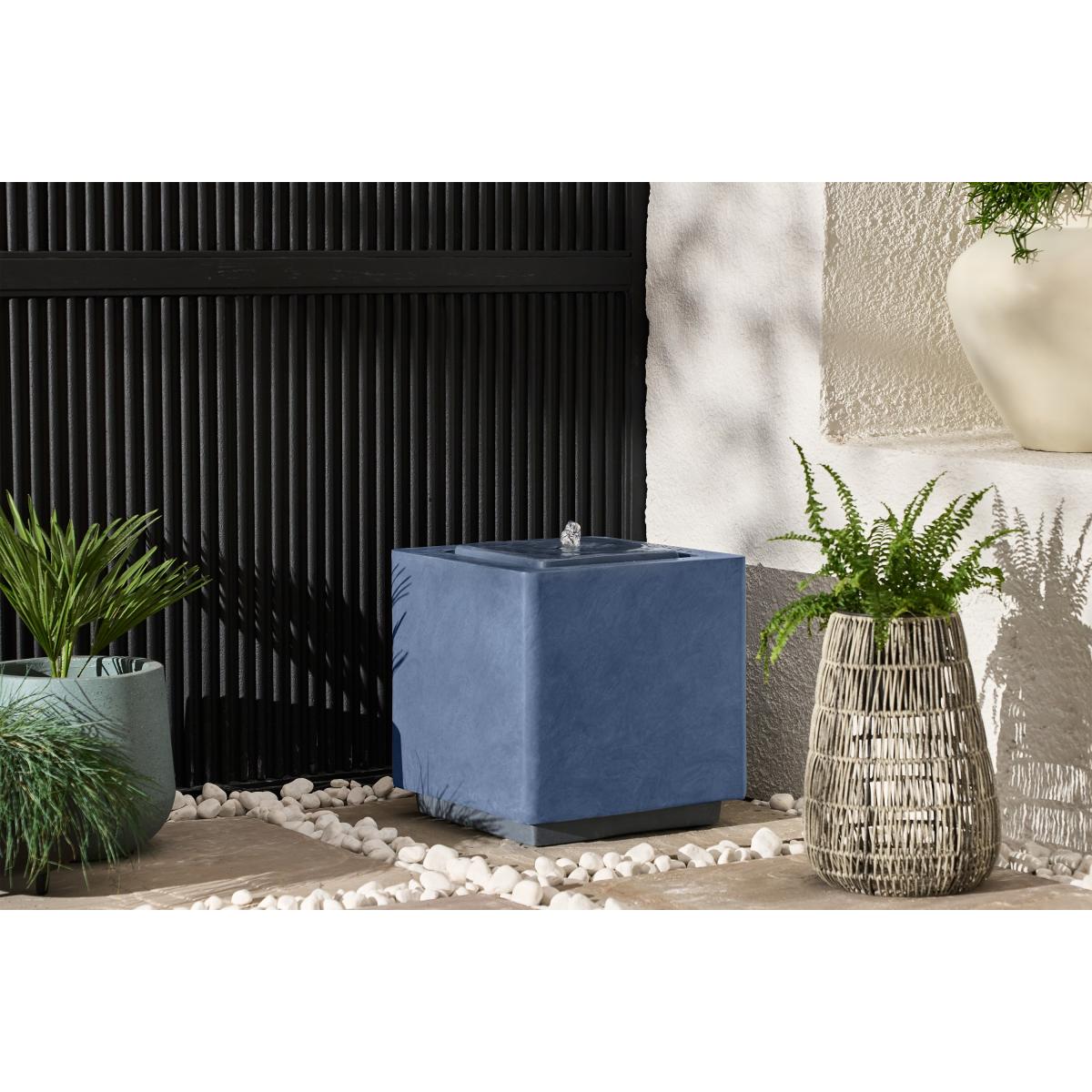 Ivyline Cube Garden Water Feature with LED Lights, Grey Cement Finish – image 4