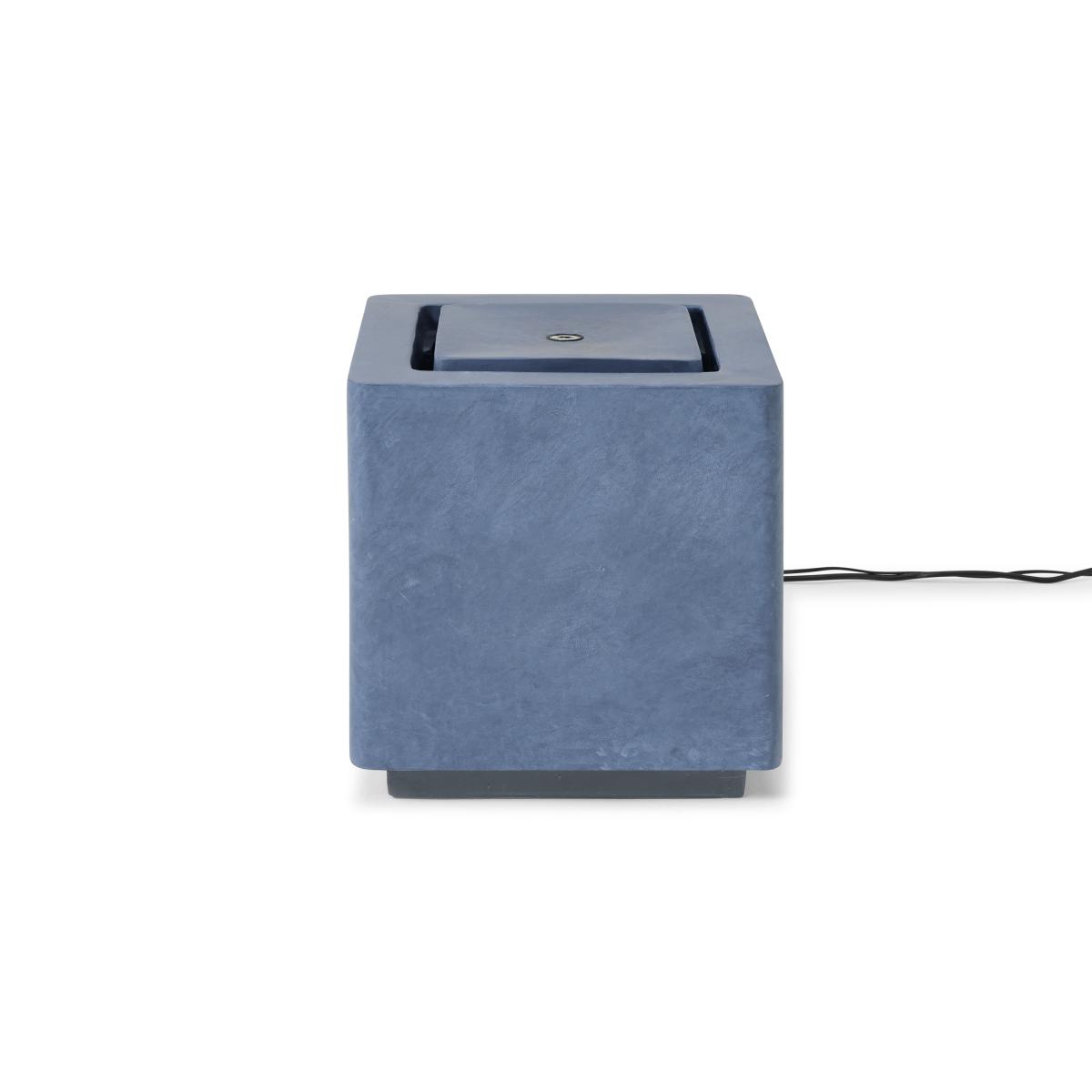 Ivyline Cube Garden Water Feature with LED Lights, Grey Cement Finish – image 6