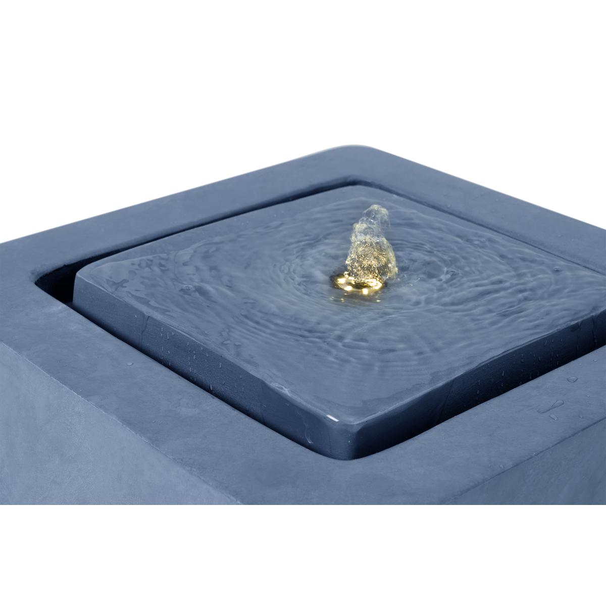 Ivyline Cube Garden Water Feature with LED Lights, Grey Cement Finish – image 7