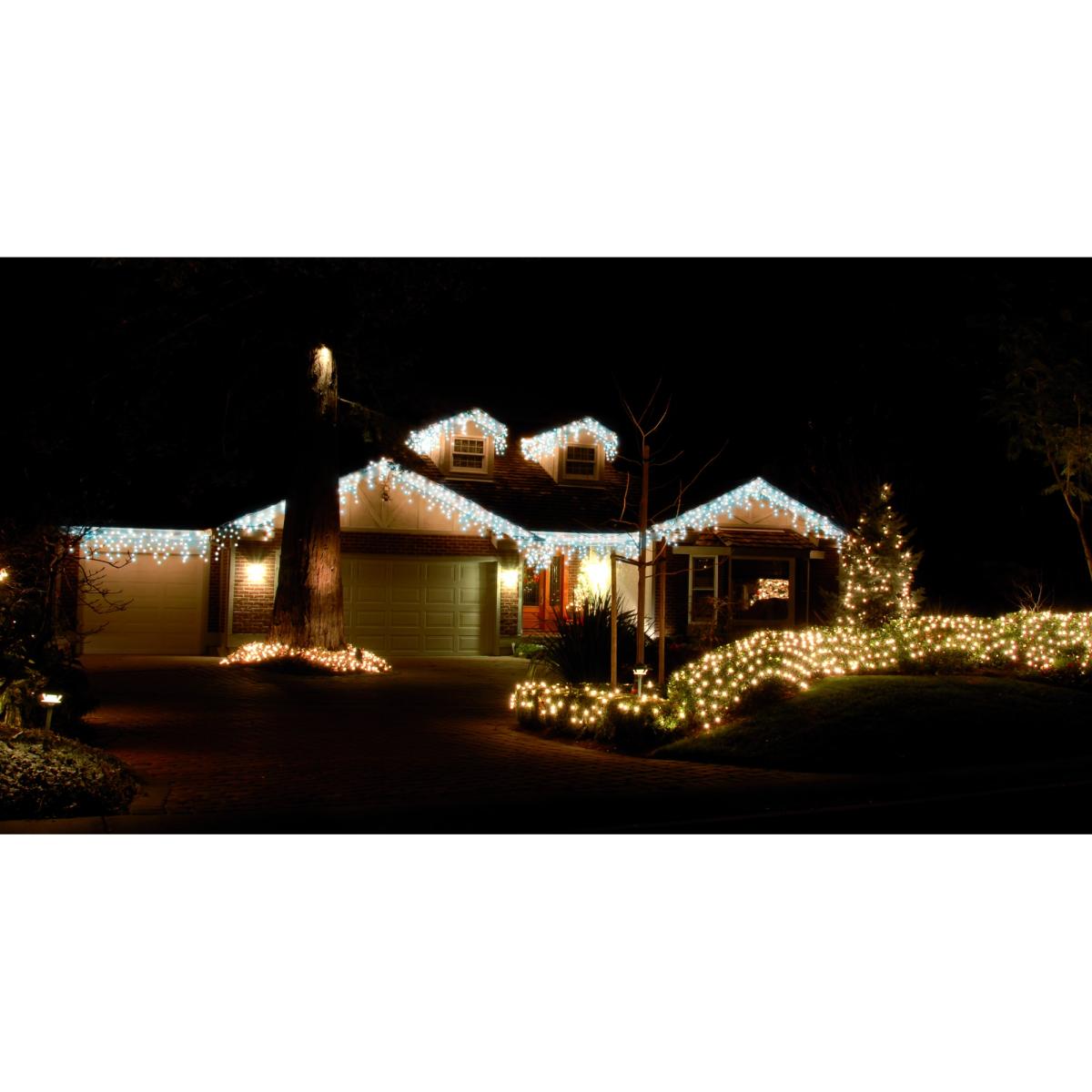 Festive Snowing Icicle Lights 4 Way 23.8m - Blue and White In Blue White – image 2