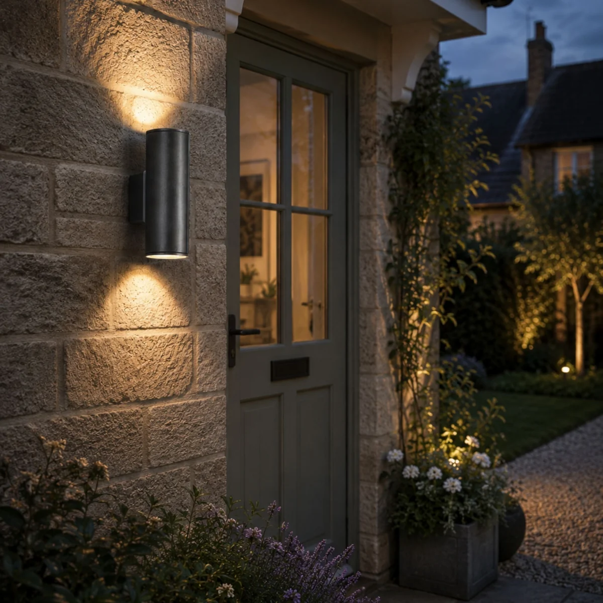 Riga 2-Light Grey LED Outdoor Wall Light – image 1
