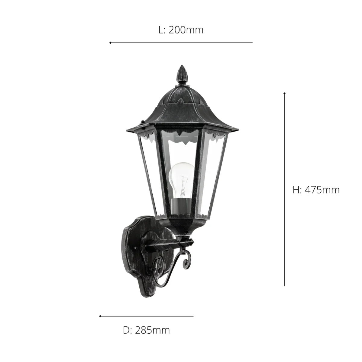 Navedo Black Outdoor Wall Light Upwards – image 3