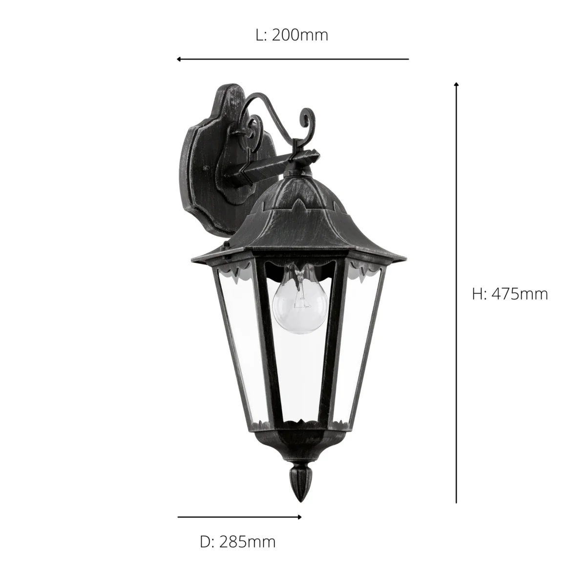 Navedo Black Outdoor Wall Light Downwards – image 4
