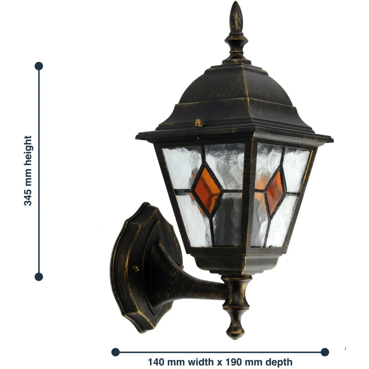 Morecambe Outdoor Wall Light - Black Gold & Amber – image 5