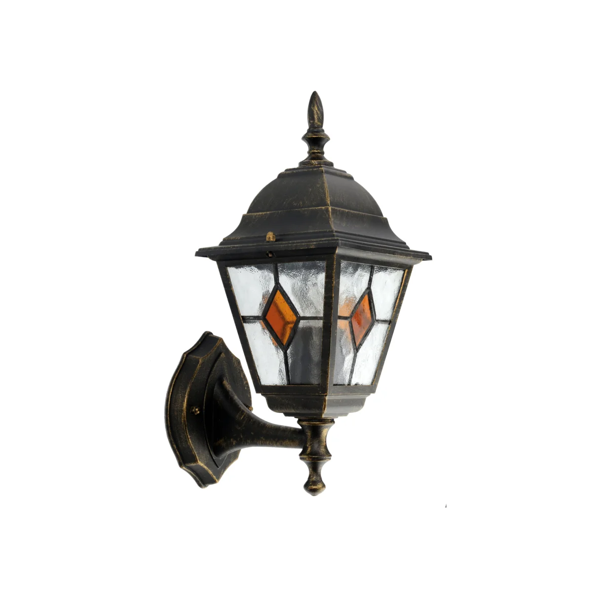 Morecambe Outdoor Wall Light - Black Gold & Amber – image 1